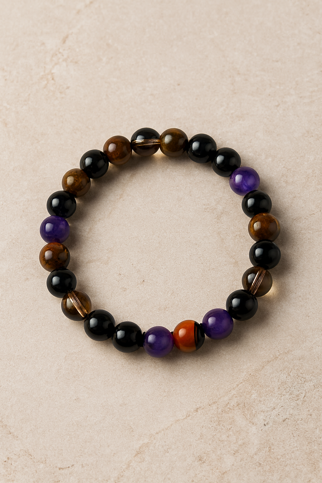 Pulsera de Piedras Naturales para Mujer - Obsidiana, Ojo de Tigre, Cuarzo y Amatista