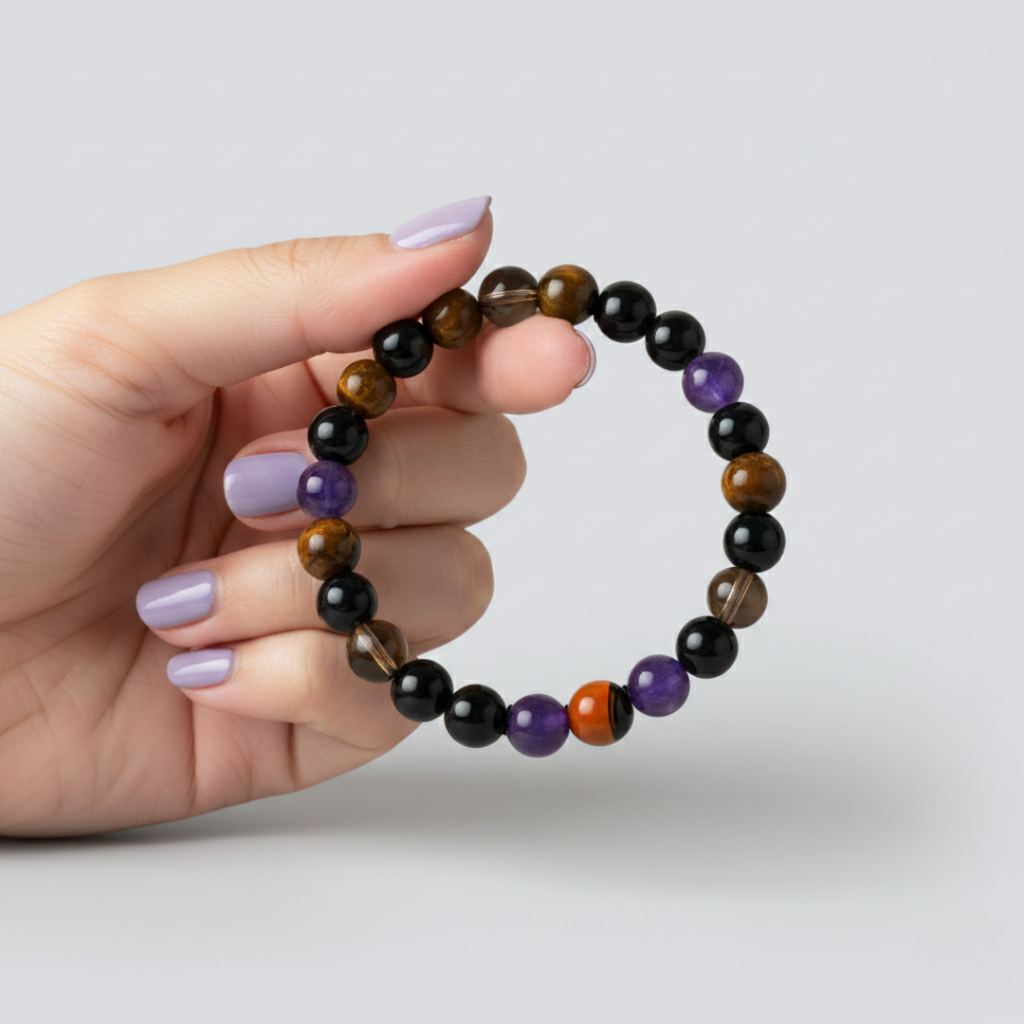 Pulsera de Piedras Naturales para Mujer - Obsidiana, Ojo de Tigre, Cuarzo y Amatista